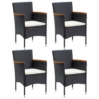 vidaXL Garden Dining Chairs 4 pcs Poly Rattan Black, black vidaXL Garden Dining Chairs 4 pcs Poly Rattan Black