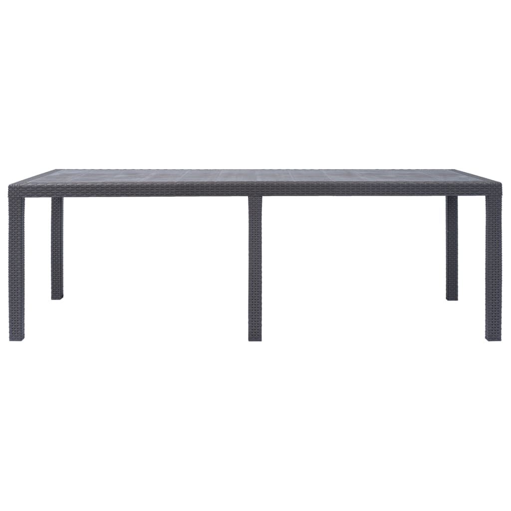 vidaXL Garden Table Brown 220x90x72 cm Plastic Rattan Look