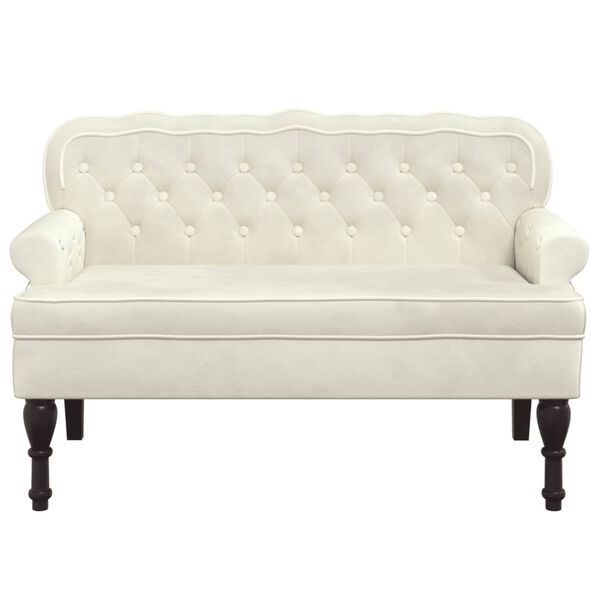vidaXL Bench with Backrest Cream 119.5x64.5x75 cm Velvet