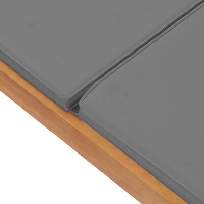 vidaXL Sun Lounger with Cushion Solid Teak Wood Dark Grey, dark grey vidaXL Sun Lounger with Cushion Solid Teak Wood Dark Grey