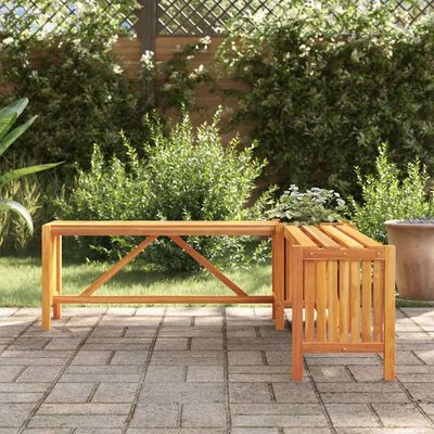 vidaXL Garden Corner Bench with Planter 117x117x40cm Solid Acacia Wood, brown vidaXL Garden Corner Bench with Planter 117x117x40cm Solid Acacia Wood