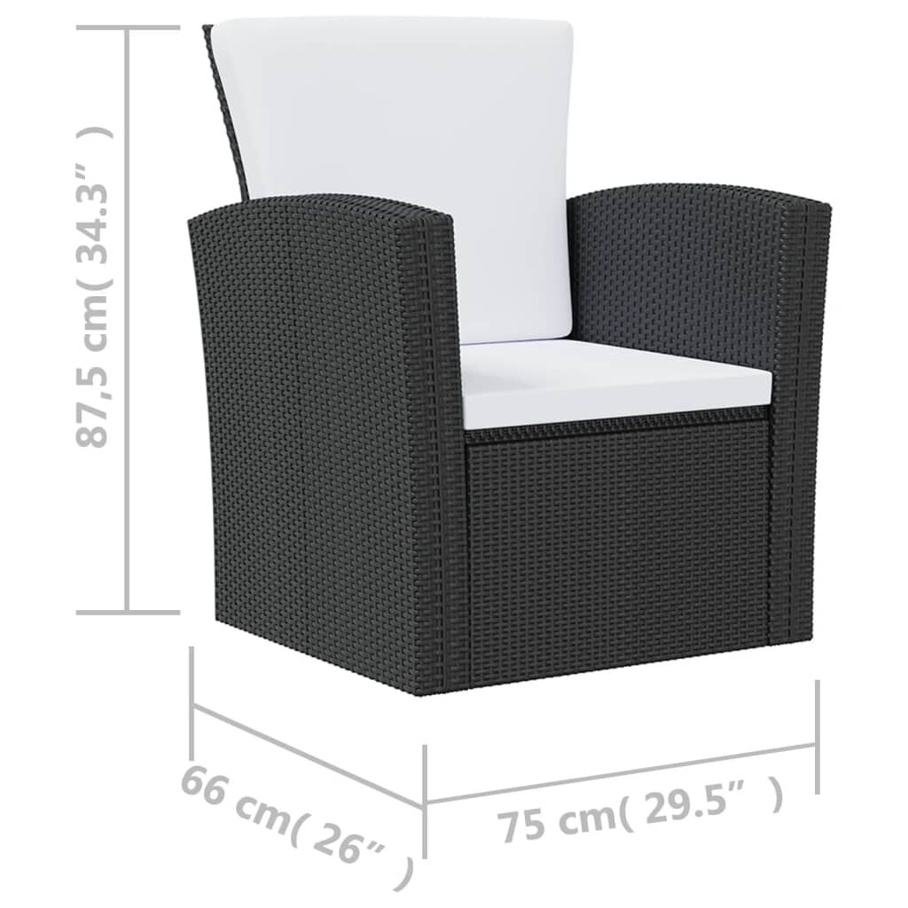 vidaXL 8 Piece Garden Lounge Set with Cushions Poly Rattan Black