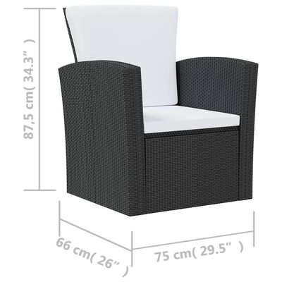 vidaXL 8 Piece Garden Lounge Set with Cushions Poly Rattan Black, black vidaXL 8 Piece Garden Lounge Set with Cushions Poly Rattan Black