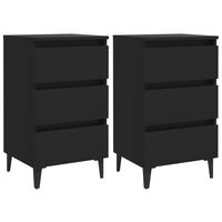 vidaXL Bed Cabinet with Metal Legs 2 pcs Black 40x35x69 cm, black vidaXL Bed Cabinet with Metal Legs 2 pcs Black 40x35x69 cm