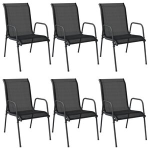 vidaXL Garden Chairs 6 pcs Steel and Textilene Black
