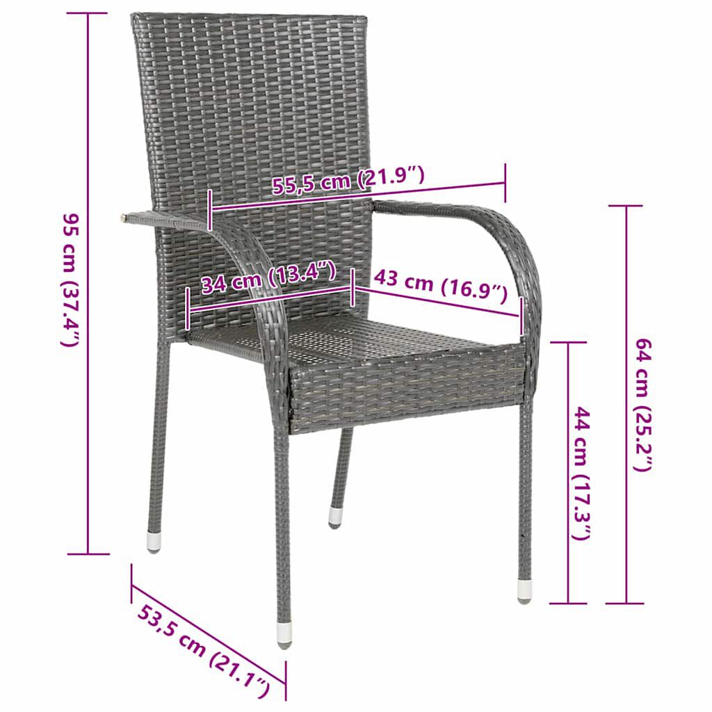 vidaXL Stackable Outdoor Chairs 4 pcs Grey Poly Rattan