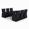vidaXL 7 Piece Garden Dining Set with Cushions Black