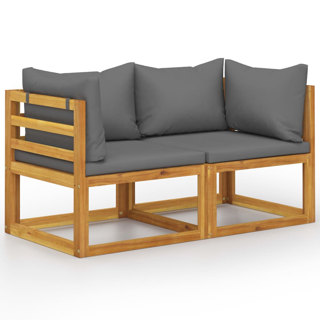 vidaXL 2-seater Garden Bench with Dark Grey Cushions