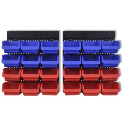 2 pcs Blue & Red Wall Mounted Garage Tool Organiser,  2 pcs Blue & Red Wall Mounted Garage Tool Organiser