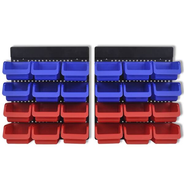 2 pcs Blue & Red Wall Mounted Garage Tool Organiser