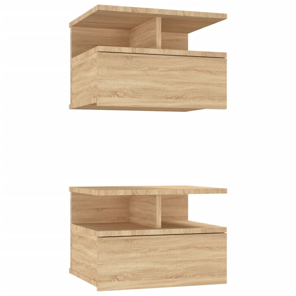 vidaXL Floating Nightstands 2 pcs Sonoma Oak 40x31x27cm Engineered Wood