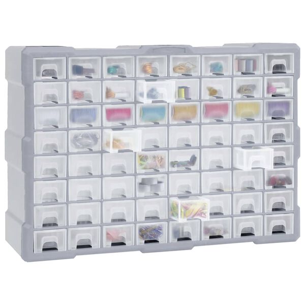 vidaXL Multi-drawer Organiser with 64 Drawers 52x16x37.5 cm