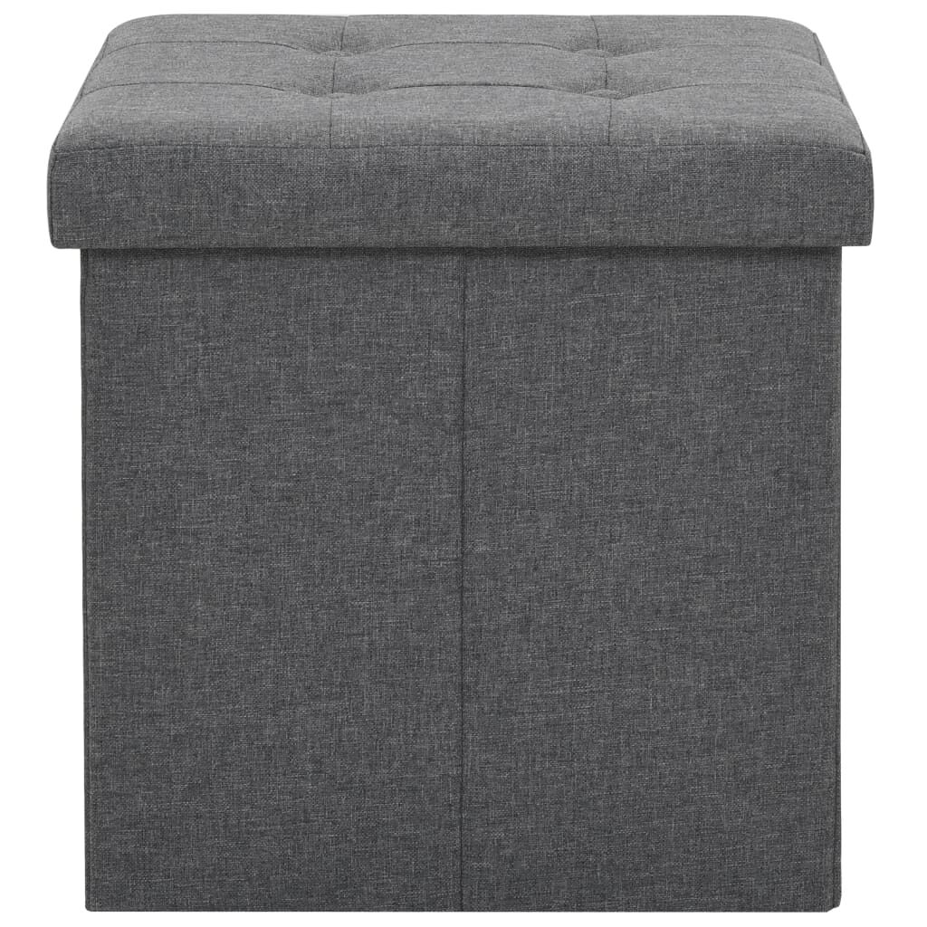vidaXL Folding Storage Stools 2 pcs Dark Grey Faux Linen