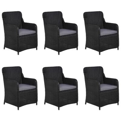 vidaXL 7 Piece Garden Dining Set Black, black vidaXL 7 Piece Garden Dining Set Black