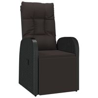 vidaXL Reclining Garden Chair with Cushion Poly Rattan Black, black vidaXL Reclining Garden Chair with Cushion Poly Rattan Black