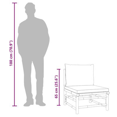 vidaXL 2 Piece Garden Lounge Set with Light Grey Cushions Bamboo, light grey vidaXL 2 Piece Garden Lounge Set with Light Grey Cushions Bamboo