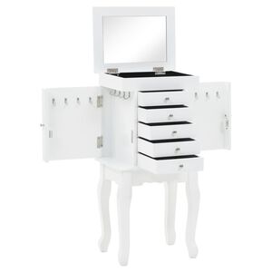 vidaXL Jewellery Cabinet | White | MDF and pine wood | 27 x 20 x 57 cm