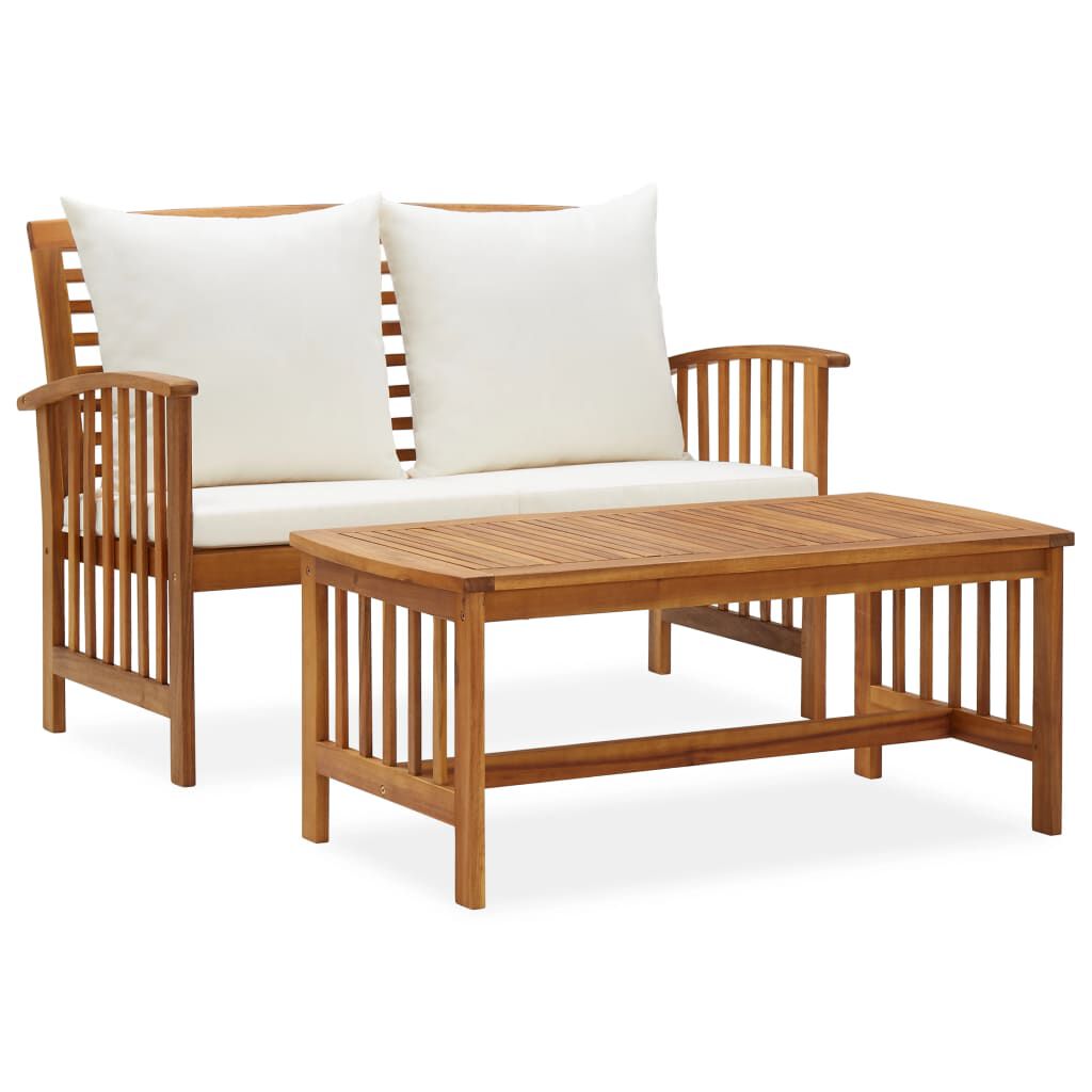 vidaXL 2 Piece Garden Lounge Set with Cushions Solid Acacia Wood
