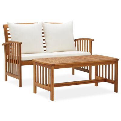 vidaXL 2 Piece Garden Lounge Set with Cushions Solid Acacia Wood,  vidaXL 2 Piece Garden Lounge Set with Cushions Solid Acacia Wood