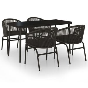 vidaXL 5 Piece Garden Dining Set Black