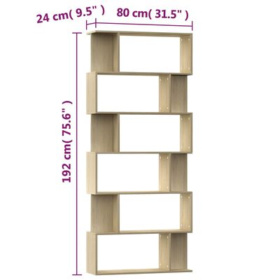 vidaXL Book Cabinet/Room Divider Sonoma Oak 80x24x192 cm Engineered Wood, sonoma oak vidaXL Book Cabinet/Room Divider Sonoma Oak 80x24x192 cm Engineered Wood