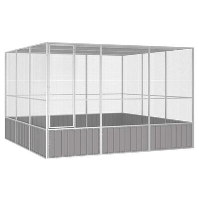 vidaXL Bird Cage Grey 302.5x324.5x211.5 cm Galvanised Steel, grey vidaXL Bird Cage Grey 302.5x324.5x211.5 cm Galvanised Steel