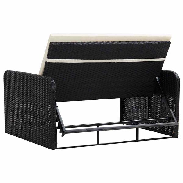 vidaXL 2 Piece Garden Lounge Set with Cushions Poly Rattan Black