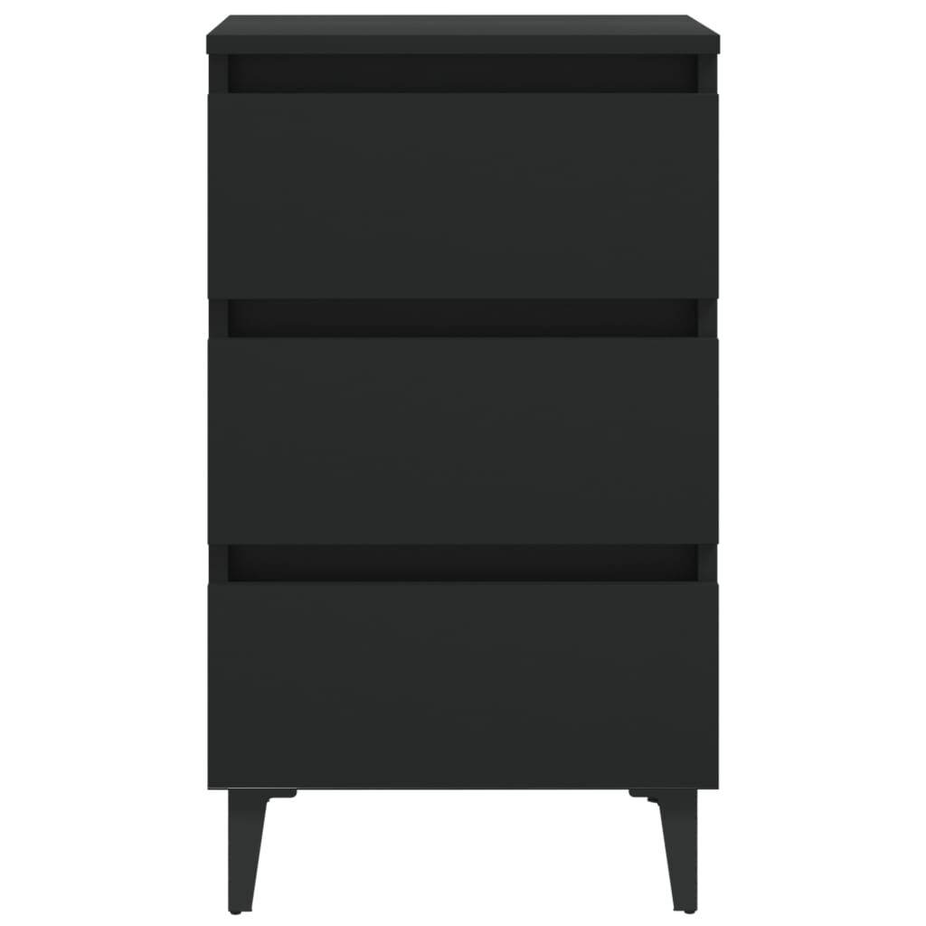 vidaXL Bed Cabinet with Metal Legs 2 pcs Black 40x35x69 cm