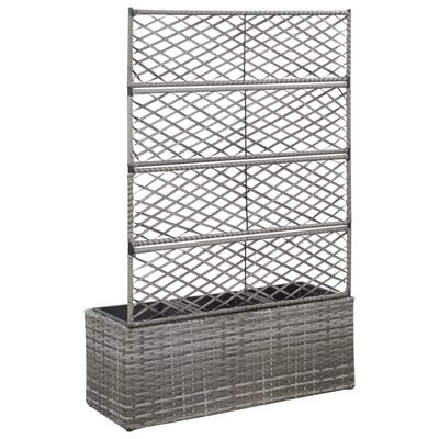 vidaXL Trellis Raised Bed with 3 Pots 83x30x130 cm Poly Rattan Grey, grey vidaXL Trellis Raised Bed with 3 Pots 83x30x130 cm Poly Rattan Grey
