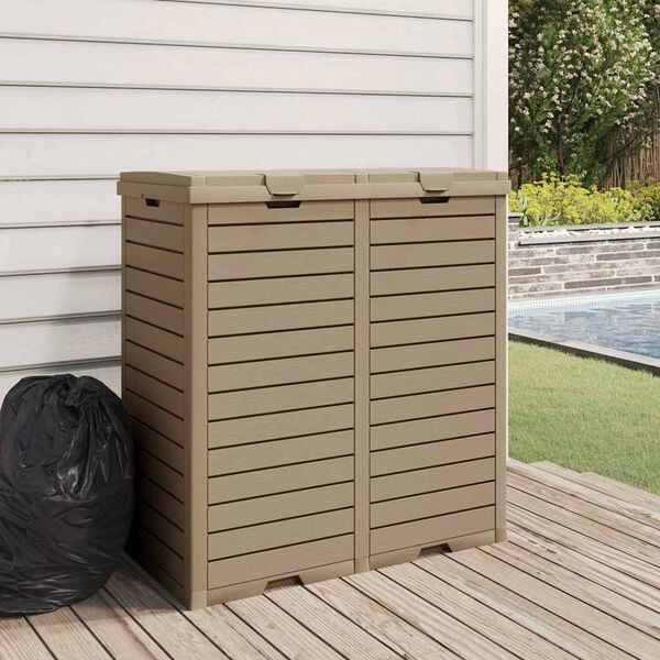 vidaXL Outdoor Garbage Bin Light Brown 78x41x86 cm Polypropylene