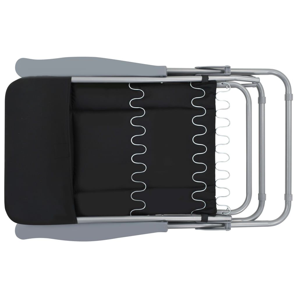 vidaXL Folding Garden Chairs with Cushions 2 pcs Black