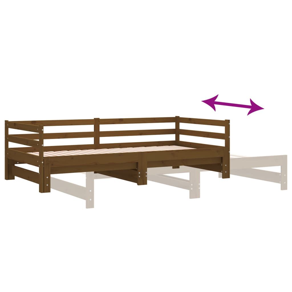 vidaXL Pull-out Day Bed without Mattress Honey Brown 2x(90x200)cm