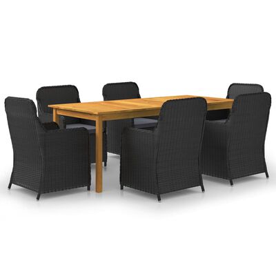 vidaXL 7 Piece Garden Dining Set Black, black vidaXL 7 Piece Garden Dining Set Black