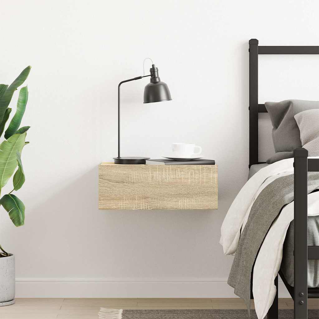 vidaXL Floating Nightstand Sonoma Oak 40x30x15 cm Engineered Wood