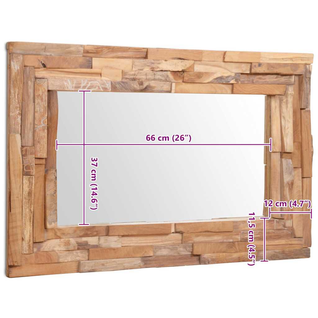 vidaXL Decorative Mirror Teak 90x60 cm Rectangular