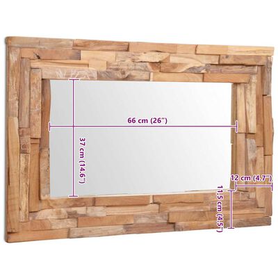 vidaXL Decorative Mirror Teak 90x60 cm Rectangular,  vidaXL Decorative Mirror Teak 90x60 cm Rectangular