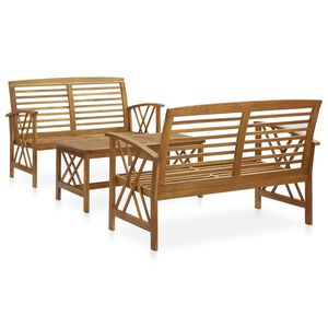 vidaXL 3 Piece Garden Lounge Set Solid Acacia Wood (310269+310272)