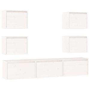 vidaXL TV Cabinet | Set of 7 | White | Solid pine wood