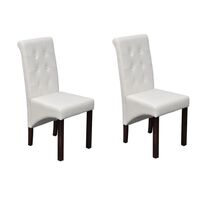 vidaXL Dining Chairs 2 pcs White Faux Leather, white vidaXL Dining Chairs 2 pcs White Faux Leather