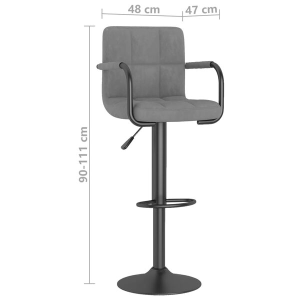 vidaXL Bar Stools 2 pcs Light Grey Velvet
