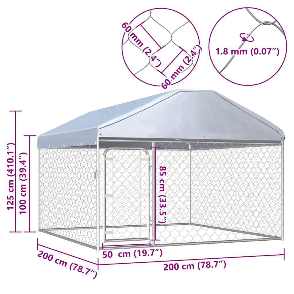vidaXL Outdoor Dog Kennel with Roof 200x200x135 cm