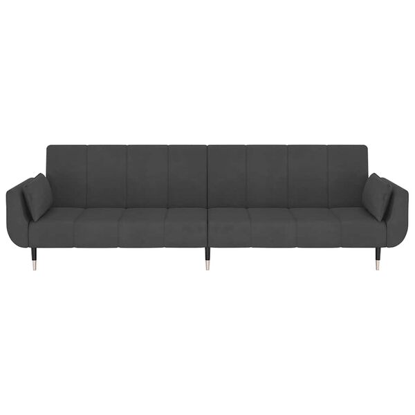 vidaXL 2-Seater Sofa Bed with Two Pillows Dark Grey Velvet