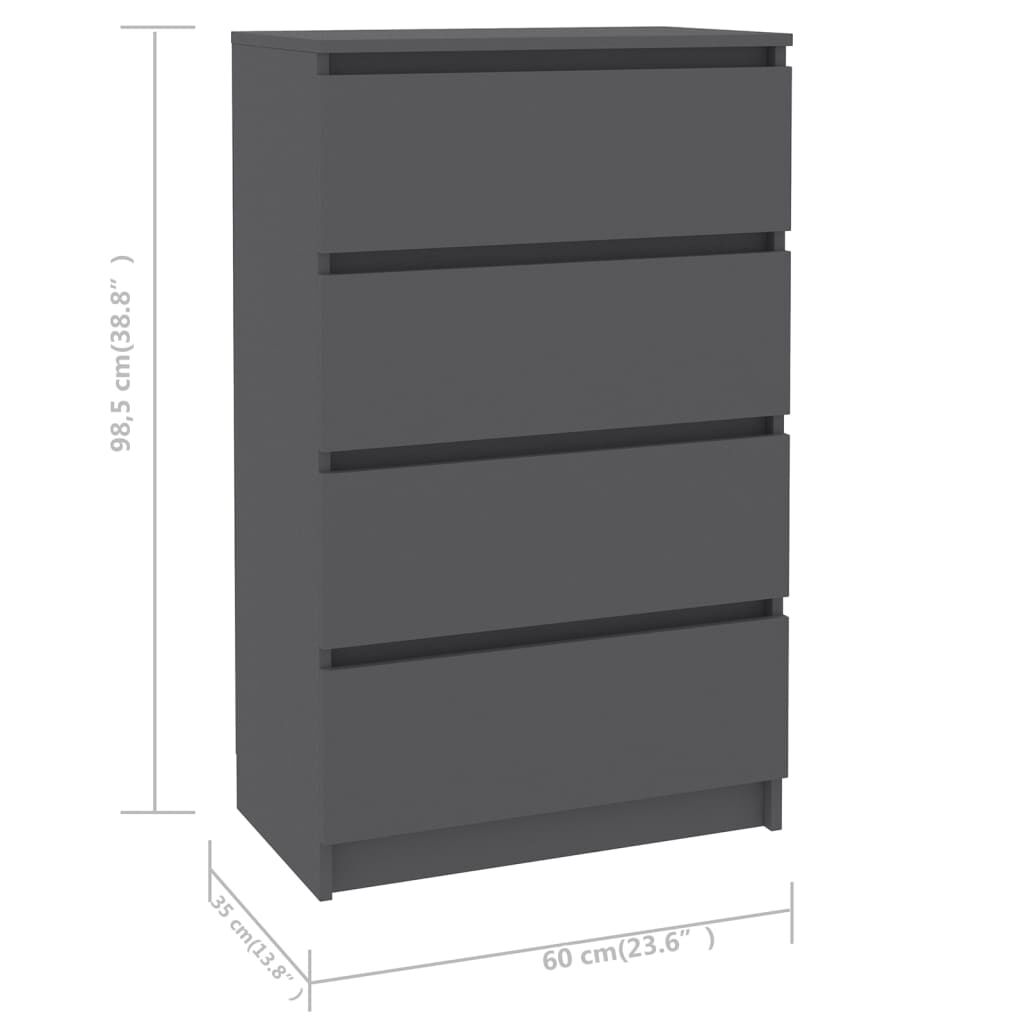vidaXL Sideboard Grey 60x35x98.5 cm Engineered Wood
