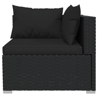 vidaXL 12 Piece Garden Lounge Set with Cushions Poly Rattan Black