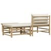 vidaXL 3 Piece Garden Lounge Set with Cream White Cushions Bamboo