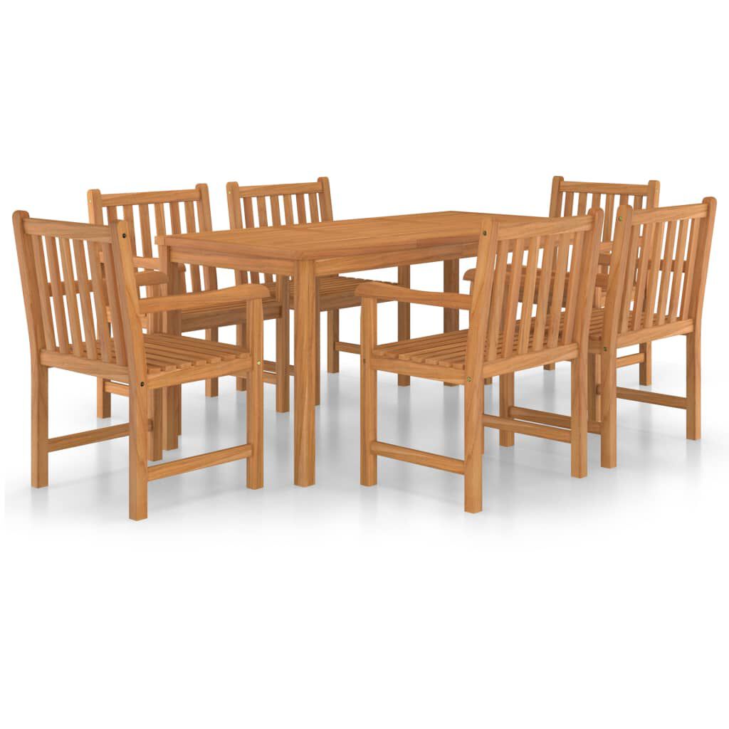 vidaXL 7 Piece Garden Dining Set Solid Teak Wood