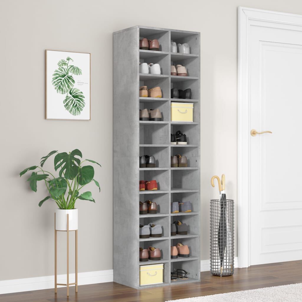 vidaXL Shoe Cabinet Concrete Grey 54x34x183 cm Engineered Wood vidaXL.sa
