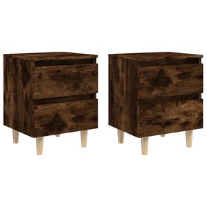 vidaXL Bed Cabinet | Set of 2 | Smoked oak