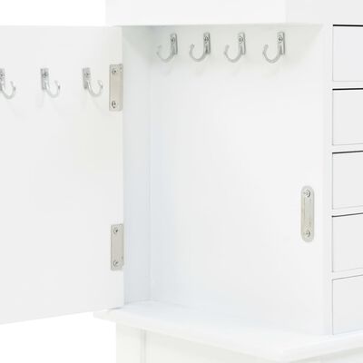 vidaXL Free Standing Jewelery Cabinet White,  vidaXL Free Standing Jewelery Cabinet White
