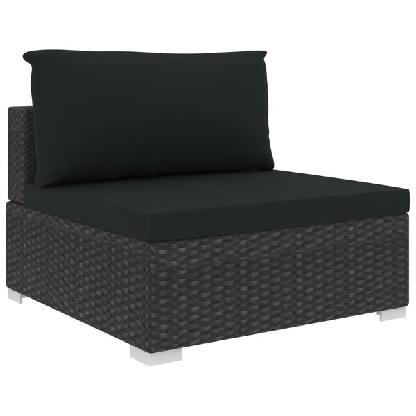 vidaXL 5 Piece Garden Lounge Set with Cushions Poly Rattan Black